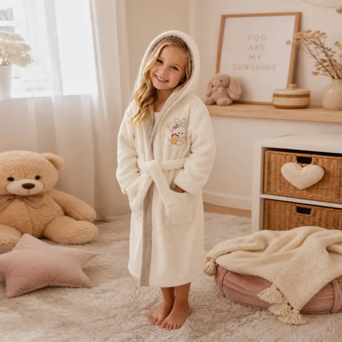 Детски халат Sunny - крем - 5/6 години - 3866 - Детски халат Sunny - крем - 5/6 години - 3866