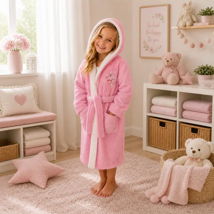 Детски халат Sunny - розово- 5/6 години - 3870 - Детски халат Sunny - розово- 5/6 години - 3870