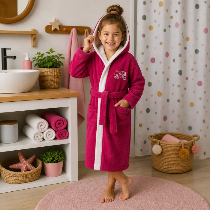 Детски халат Sunny - циклама - 7/8 години - 3879 - Детски халат Sunny - циклама - 7/8 години - 3879