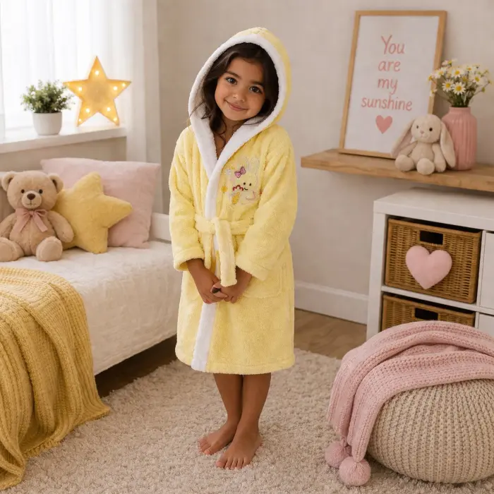 Детски халат Sunny - жълто - 5/6 години - 3867 - Детски халат Sunny - жълто - 5/6 години - 3867