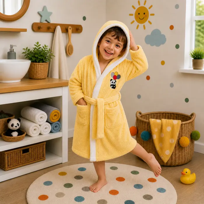 Детски халат Sunny - жълт - 3/4 години - 3856 - Детски халат Sunny - жълт - 3/4 години - 3856