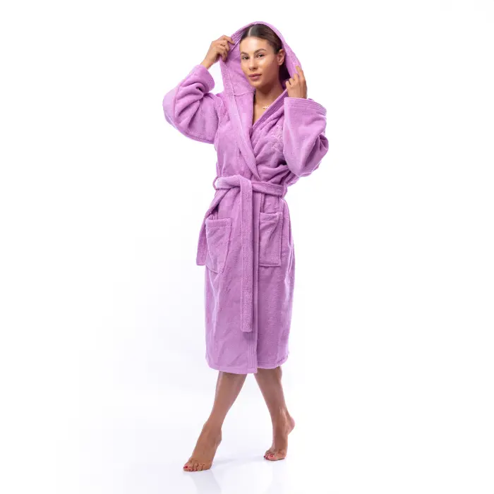 Халат Едноцветен Лукс - Светло Лилаво - дамски - 1594 - Халат Едноцветен Лукс - Светло Лилаво - дамски - 1594